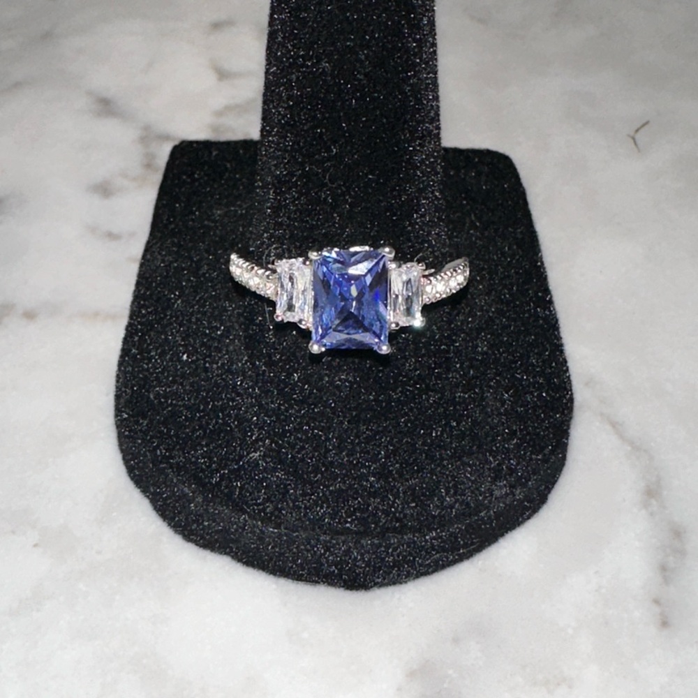 Sterling Silver Tanzanite CZ Ring